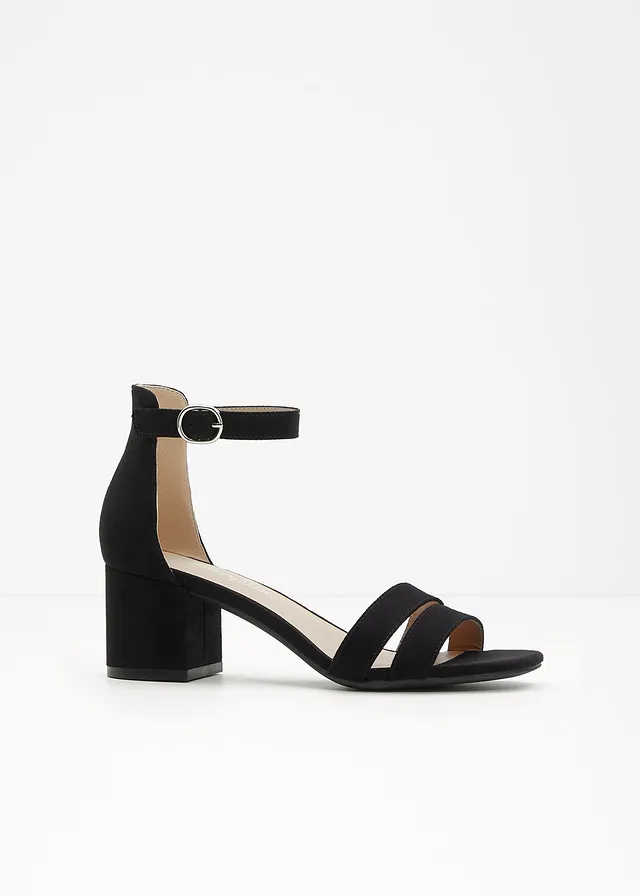 Sandaletten met een blokhak, Kleur: zwart