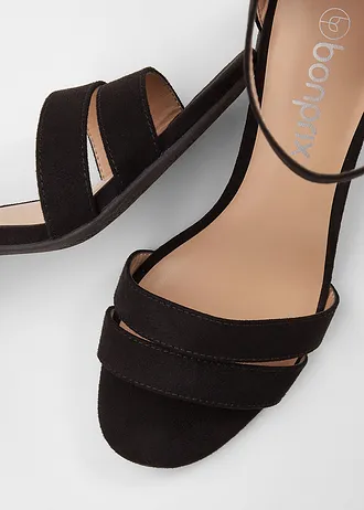 Sandale cu toc bloc, culoare: negru