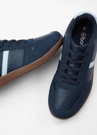 Sneakers in retrolook, Kleur: donkerblauw/lichtblauw