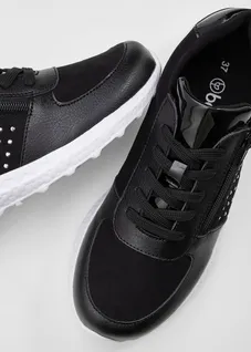 Sneakersy z błyszczącymi kamieniami • czarny • sklep bonprix