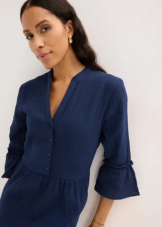 Maxi jurk van mousseline • donkerblauw • bonprix online shop