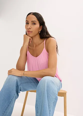 Top à fines bretelles en viscose fluide • rose • Boutique bonprix