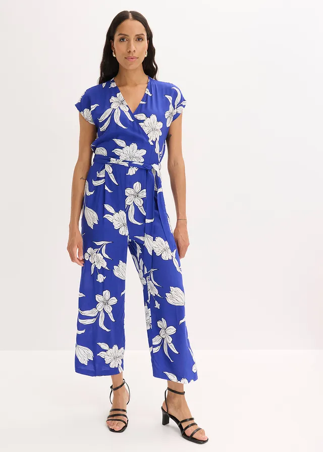 Jumpsuit, Kleur: blauw gebloemd