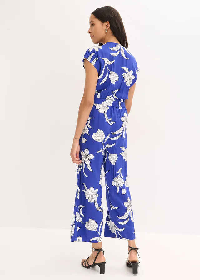 Jumpsuit, Kleur: blauw gebloemd