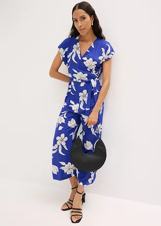 Salopetă, culoare: albastru floral