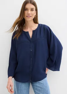 Chemisier en coton à manches larges • bleu foncé • Boutique bonprix