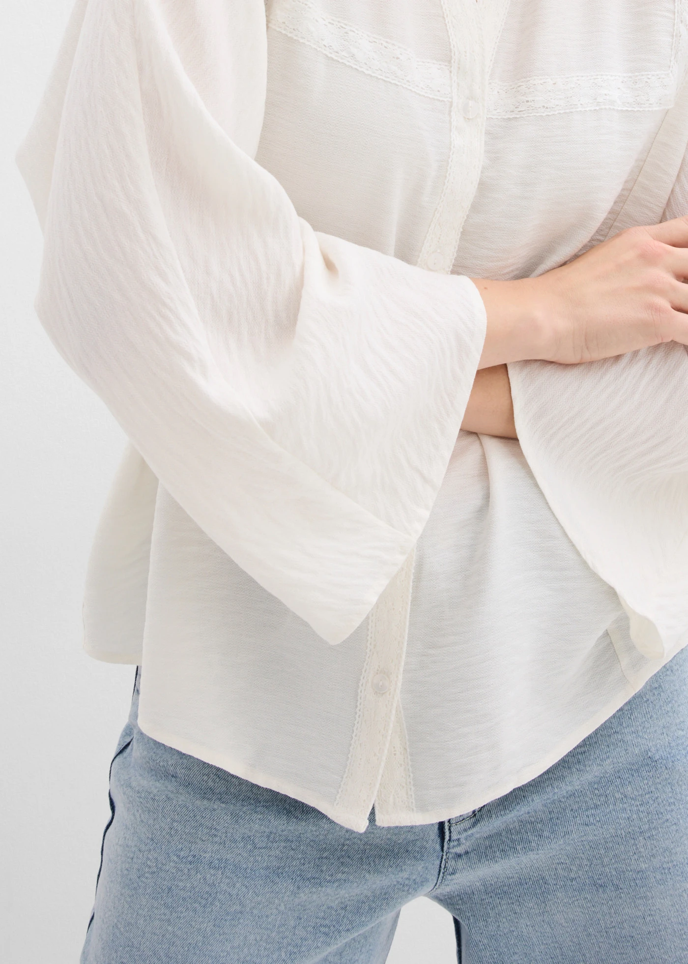 Katoenen blouse met wijde mouwen • wolwit • bonprix online shop