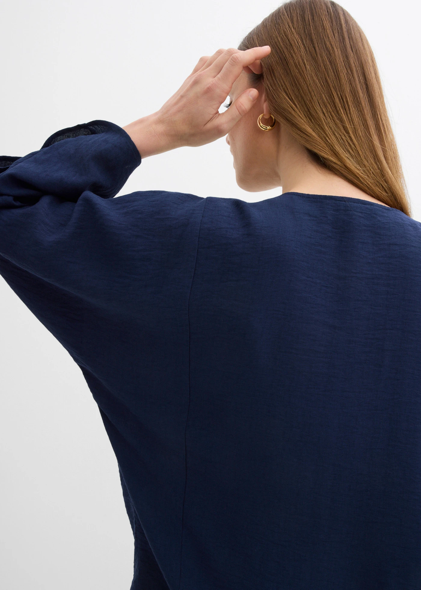 Chemisier en coton à manches larges • bleu foncé • Boutique bonprix