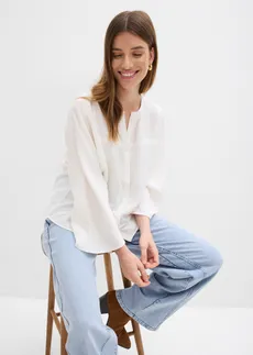 Katoenen blouse met wijde mouwen • wolwit • bonprix online shop