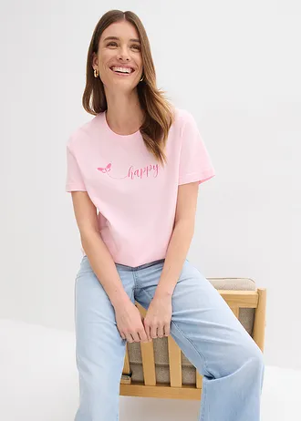 T-shirt 100% coton • rose cristal-fuchsia imprimé • Boutique bonprix