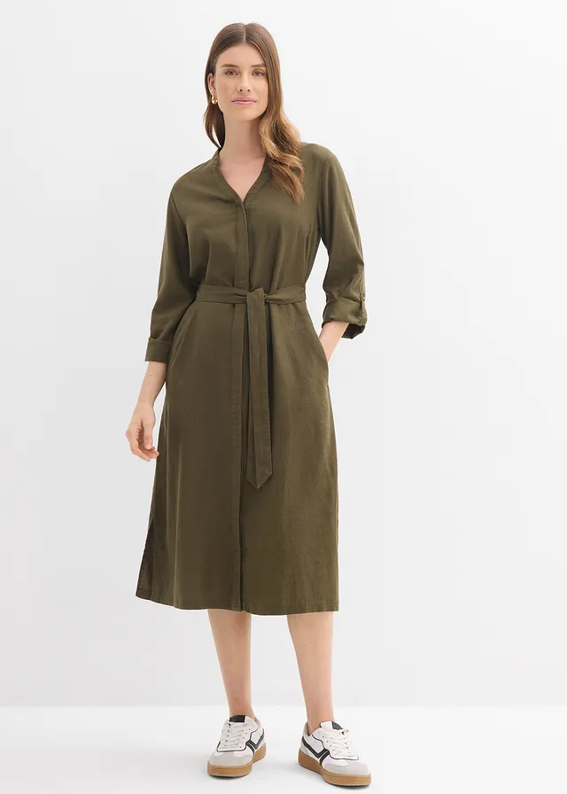 Robe à poches en lin et viscose • olive foncé • product-page.page-title-suffix
