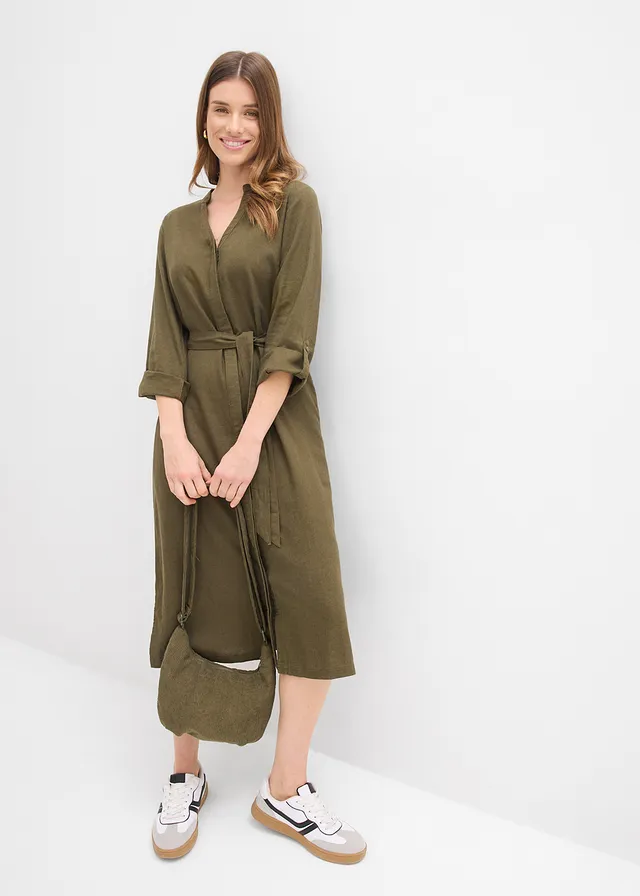 Robe à poches en lin et viscose • olive foncé • product-page.page-title-suffix