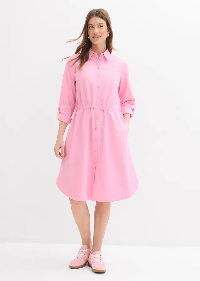 Overhemdjurk in een linnen-katoenmix • roze • product-page.page-title-suffix