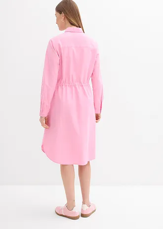 Overhemdjurk in een linnen-katoenmix, Kleur: roze