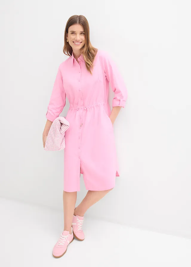 Overhemdjurk in een linnen-katoenmix • roze • product-page.page-title-suffix