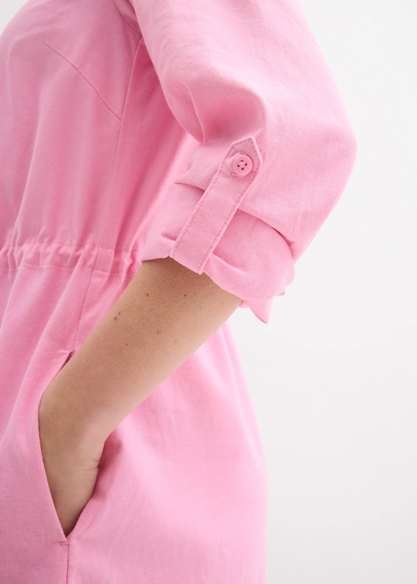 Robe-chemise en lin et coton • rose • Boutique bonprix