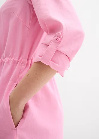 Overhemdjurk in een linnen-katoenmix • roze • bonprix online shop