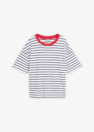 Oversized T-shirt van puur biologisch katoen • wit/donkerblauw/rood • bonprix online shop