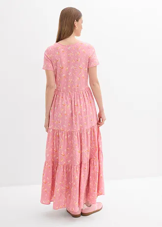 Rochie din bumbac 100%, culoare: violet-orhidee fumuriu/oranj/roz-piersică deschis