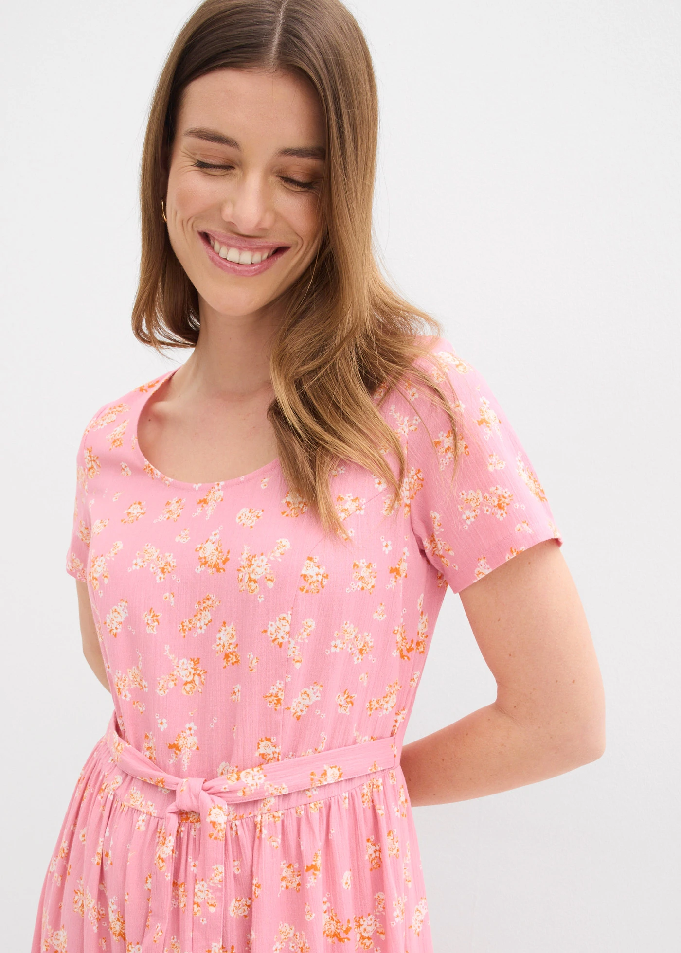 Rochie din bumbac 100% • violet-orhidee fumuriu/oranj/roz-piersică deschis • magazin bonprix