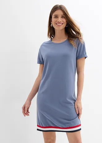 Jersey jurk in een zachte viscosemix, Kleur: rookblauw