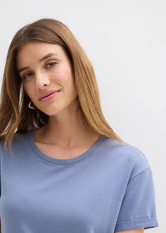 Jersey jurk in een zachte viscosemix • rookblauw • bonprix online shop