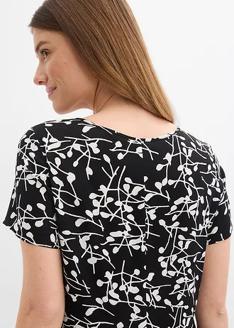 Rochie mini din viscoză vaporoasă • negru/ecru altele • magazin bonprix