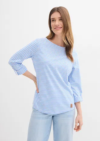 Longsleeve van puur katoen • middenblauw-wit gestreept • bonprix online shop