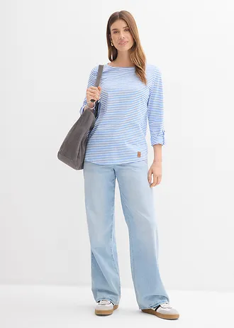 Longsleeve van puur katoen • middenblauw-wit gestreept • bonprix online shop