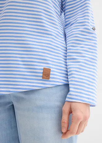 Longsleeve van puur katoen • middenblauw-wit gestreept • bonprix online shop