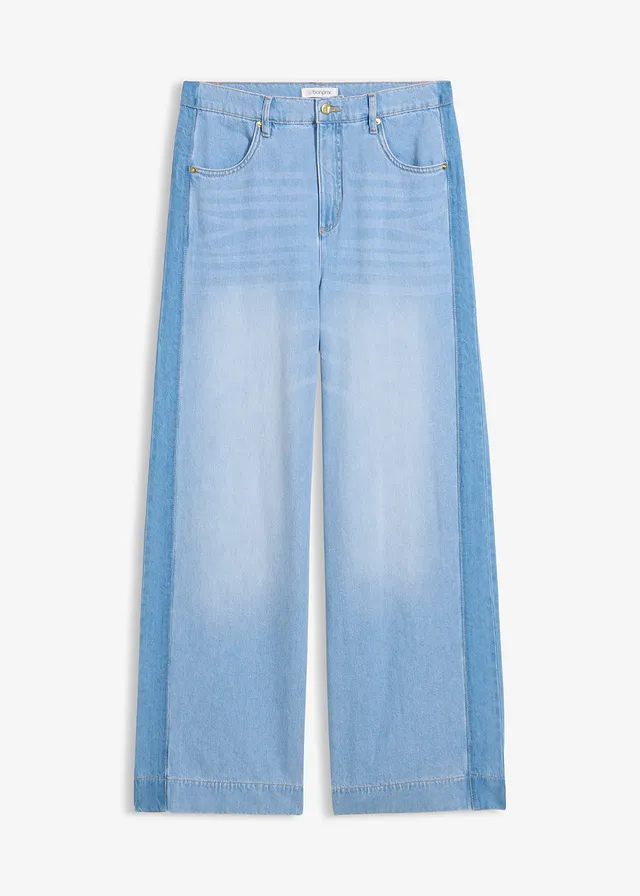 Wide leg jeans, high waist, van katoen