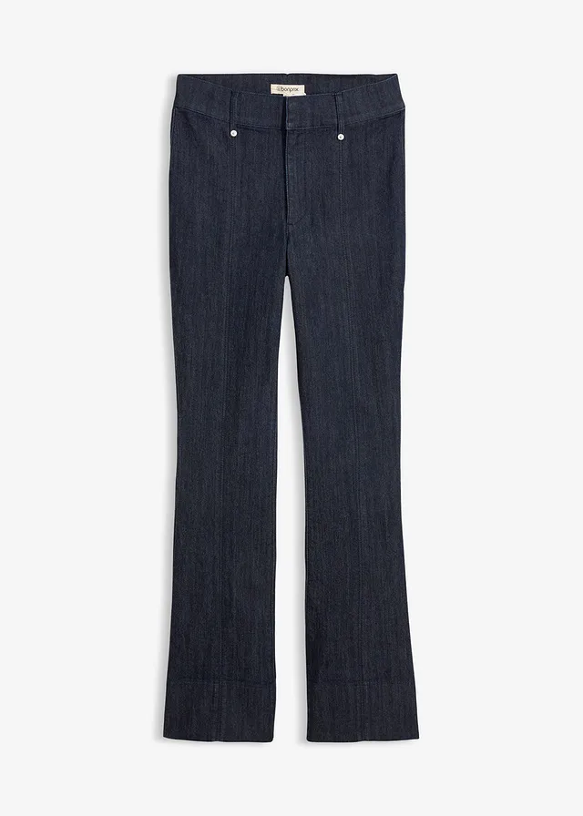 Bootcut farmer, High Waist • mélykék denim, mosatlan • bonprix áruház