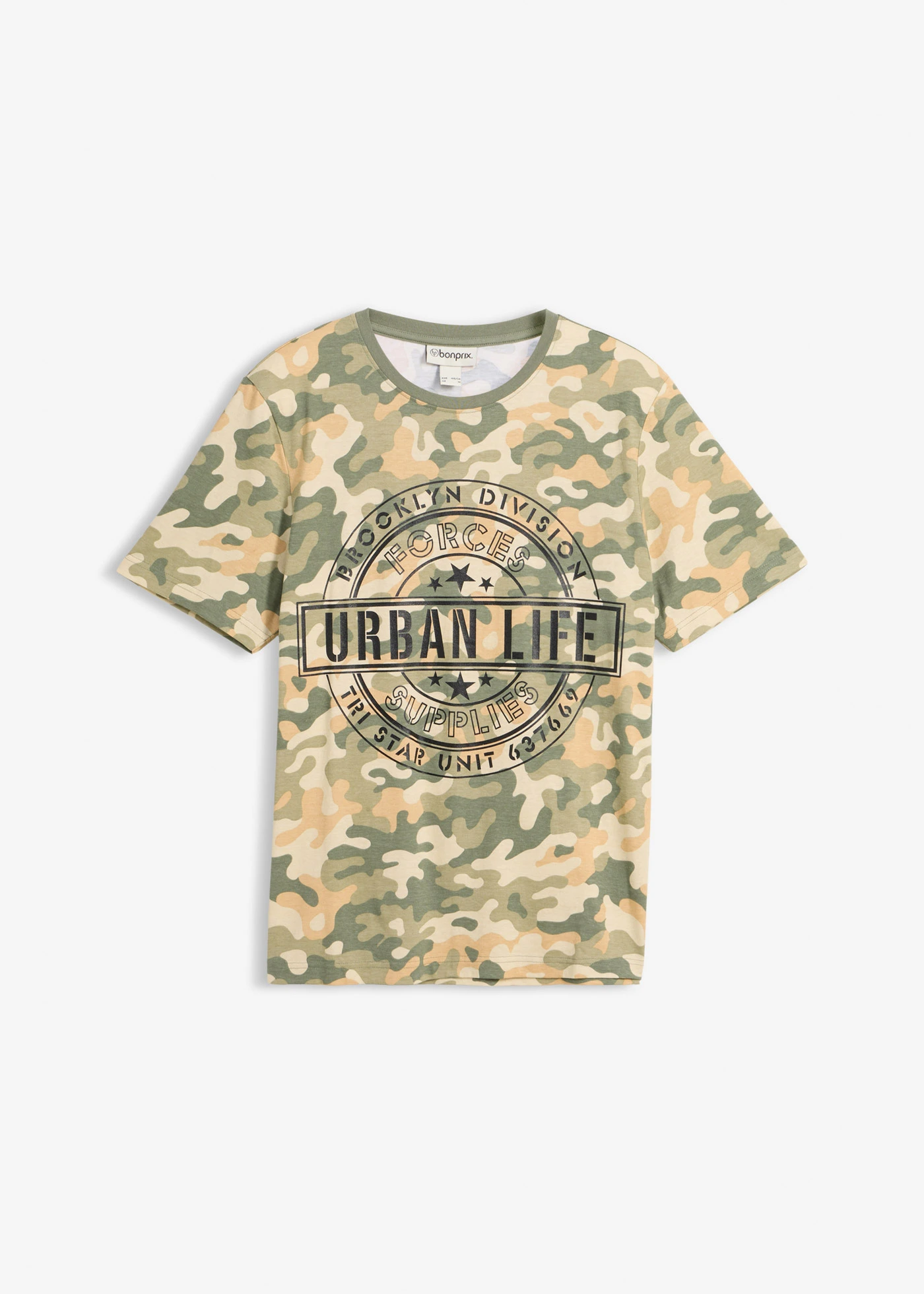 T-shirt 100% coton, slim • camouflage • Boutique bonprix