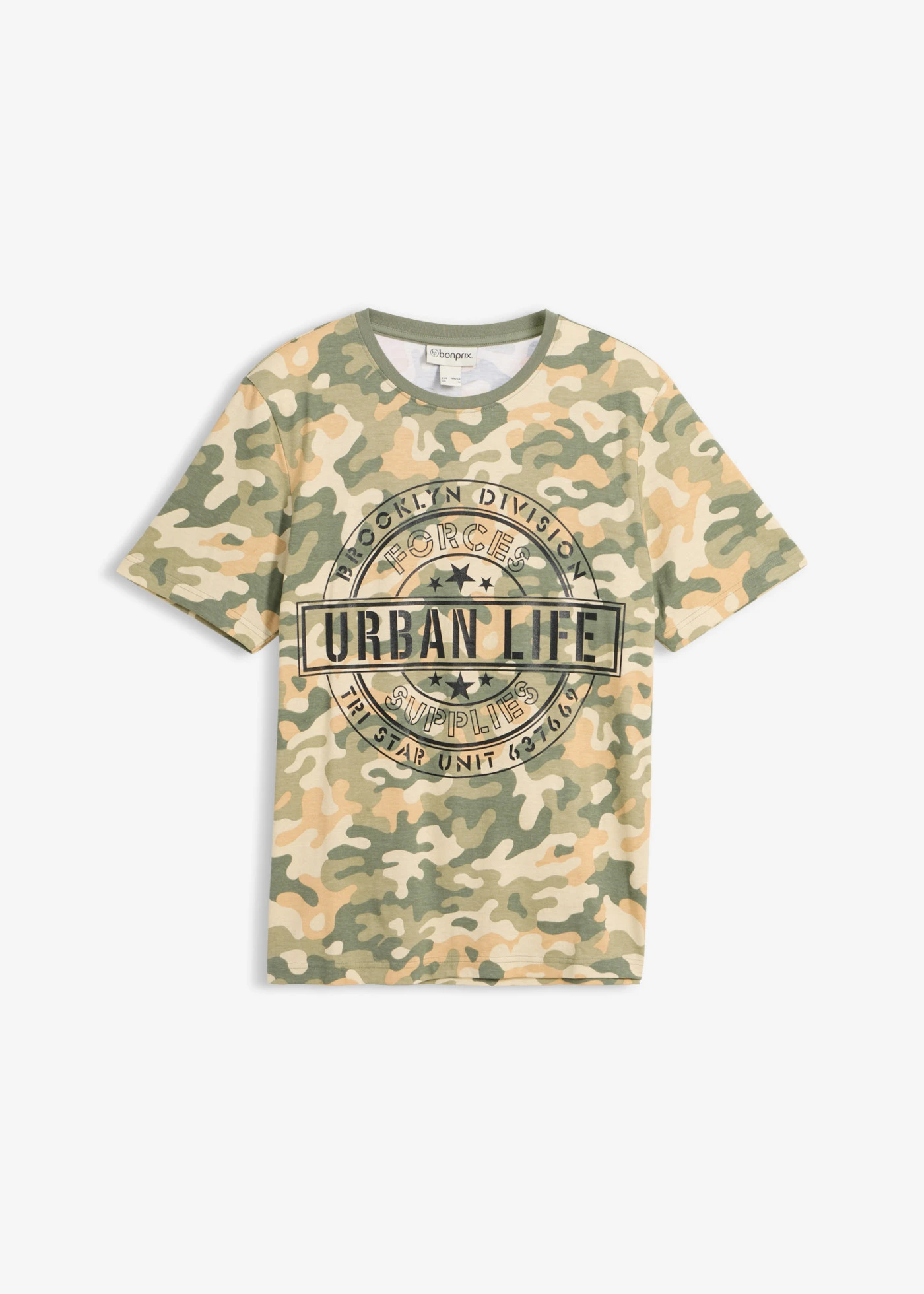 Tricou 100% din bumbac organic, Slim Fit • imprimeu camuflaj • magazin bonprix