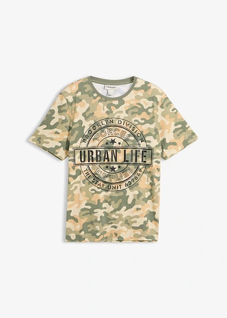 Tricou 100% din bumbac organic, Slim Fit • imprimeu camuflaj • magazin bonprix