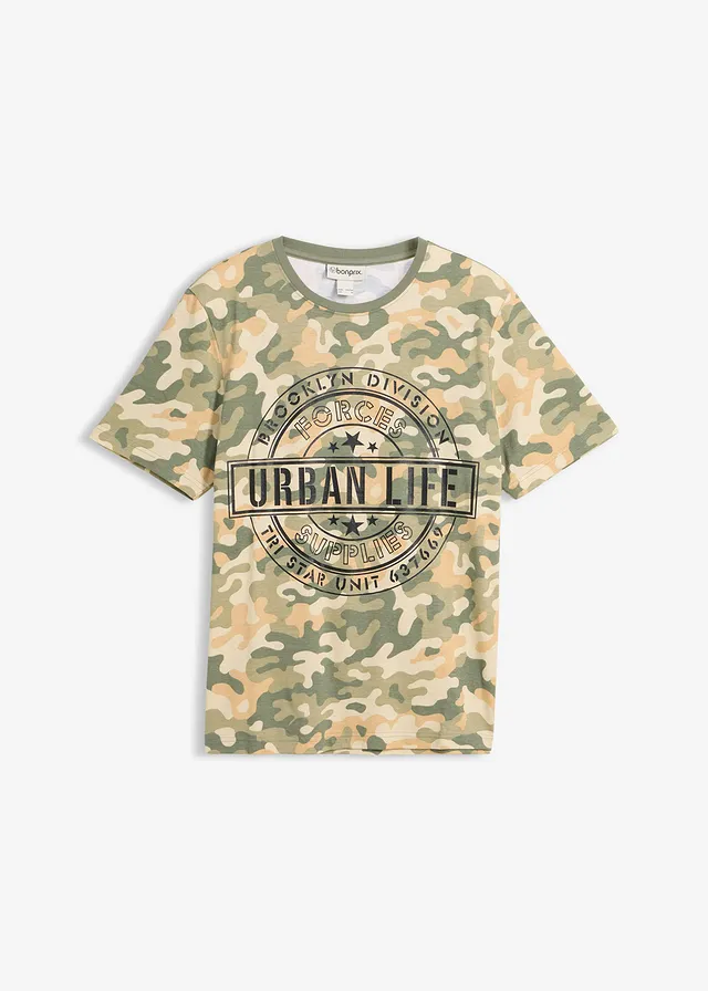 T-shirt van puur biologisch katoen, slim fit • camouflage • bonprix online shop