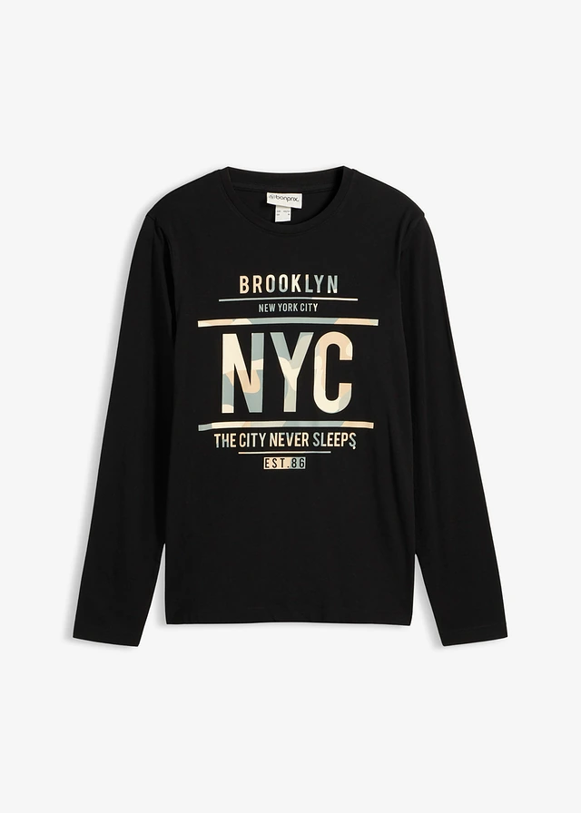 T-shirt manches longues 100% coton, slim
