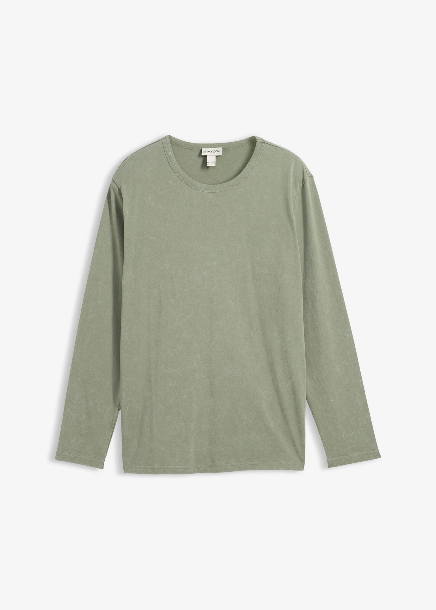 Longsleeve van katoen in een gewassen look • mosgroen • bonprix online shop