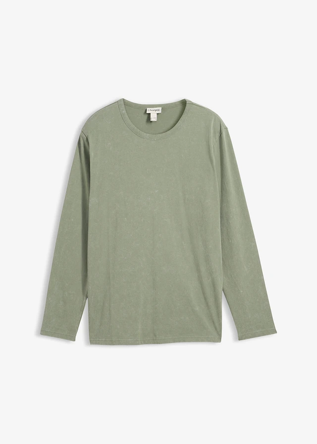 Bluză tricot cu mâneci lungi, din bumbac 100% • verde mușchi • magazin bonprix