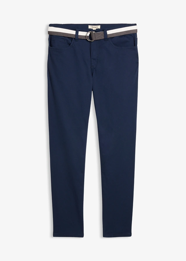 Regular fit stretch broek met riem, straight