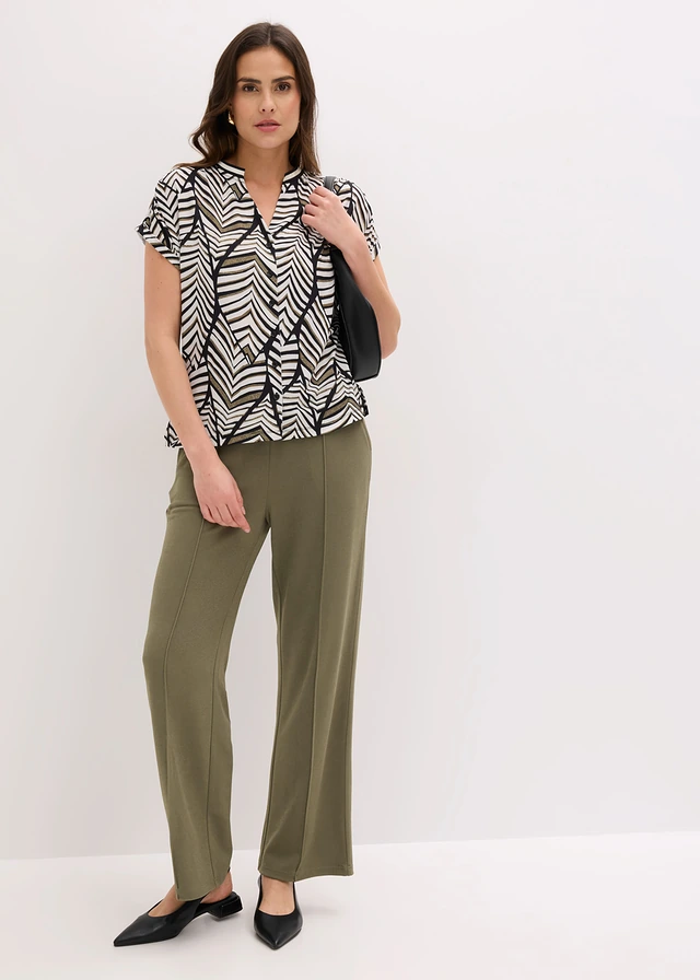 Pantalon élastiqué en interlock épais • olive • product-page.page-title-suffix