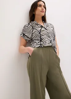 Kalhoty bez zapínání, z pevného interlocku • olivová • bonprix obchod