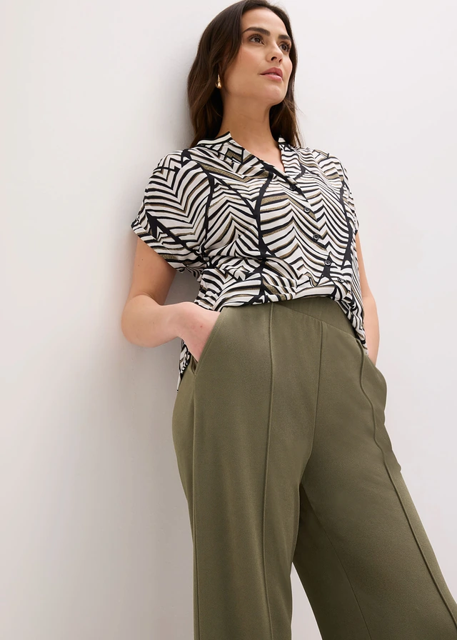 Pantalon élastiqué en interlock épais • olive • product-page.page-title-suffix