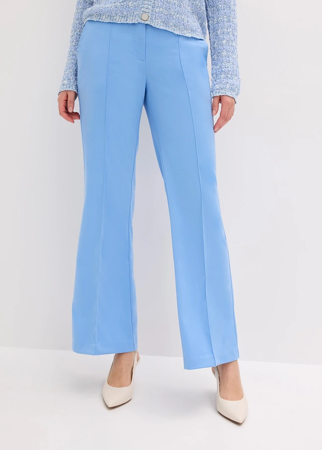 Pantalon de tailleur, jambe évasée, Couleur: bleu moyen