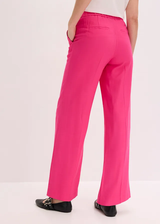 Pantalon large et léger à pinces, Couleur: fuchsia