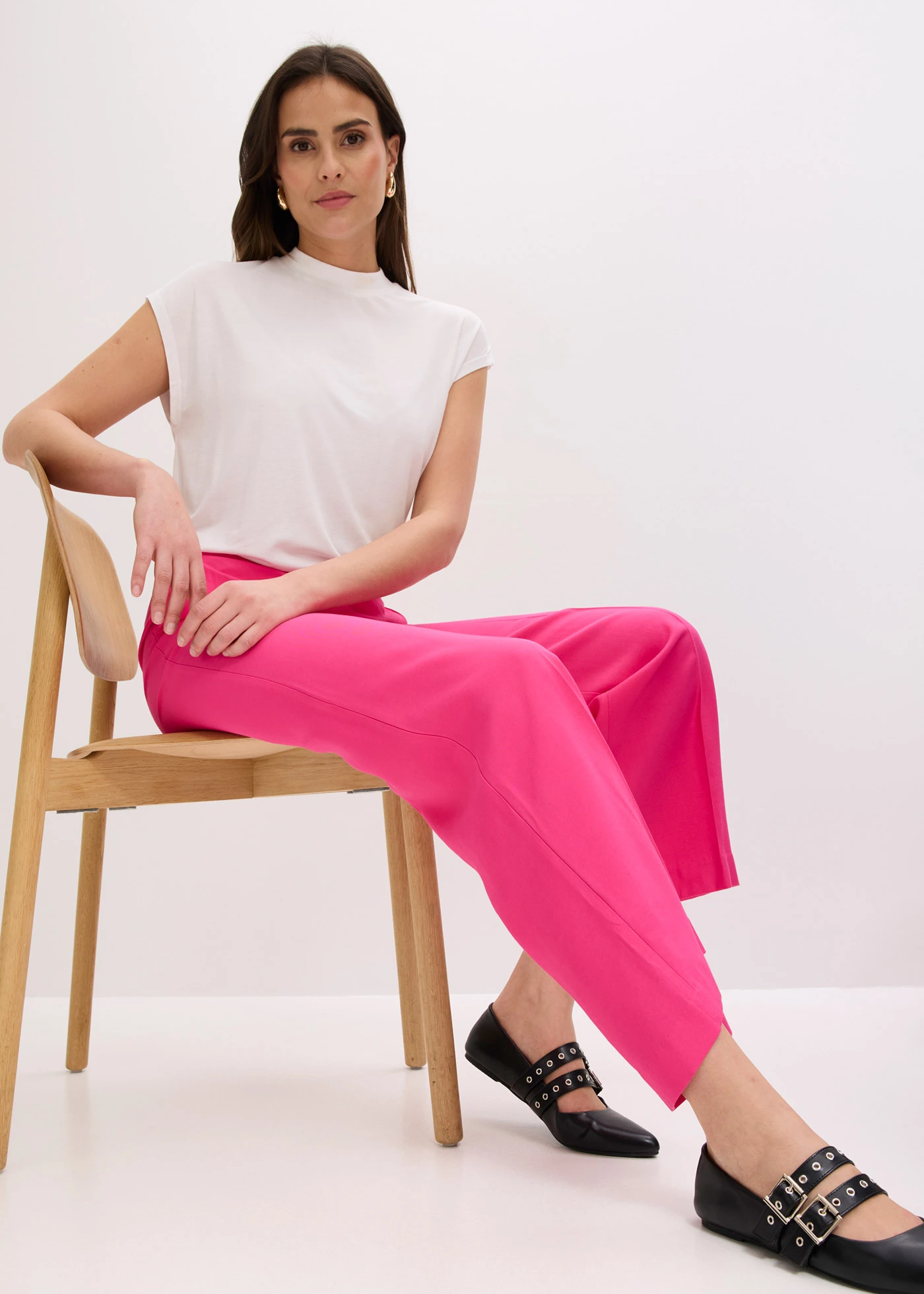 Pantalon large et léger à pinces • rose vif • Boutique bonprix