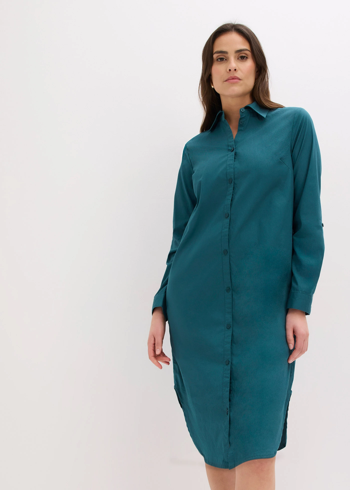 Overhemdjurk van katoenpopeline • pepergroen • bonprix online shop