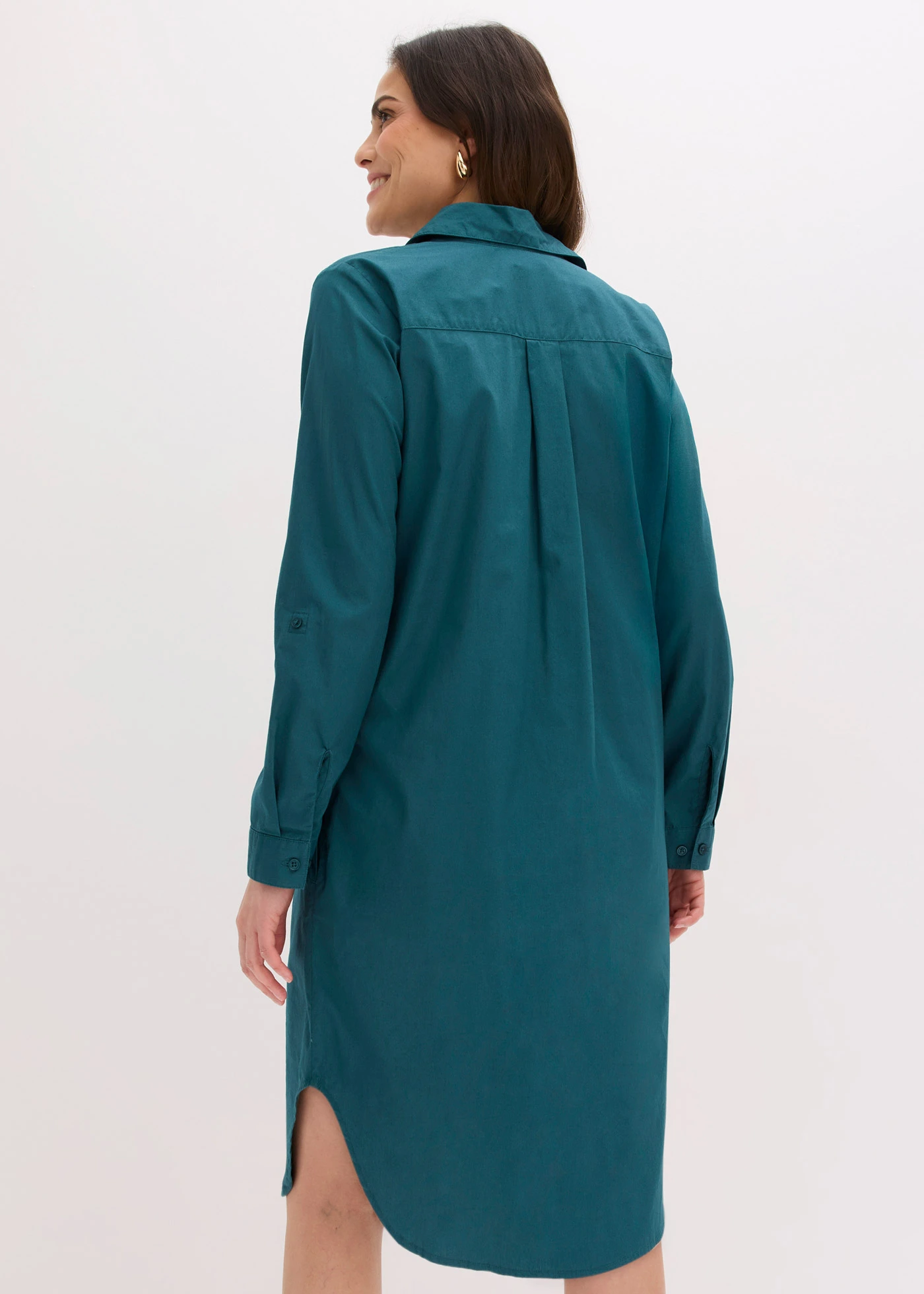 Robe-chemise en popeline de coton • vert poivre • Boutique bonprix