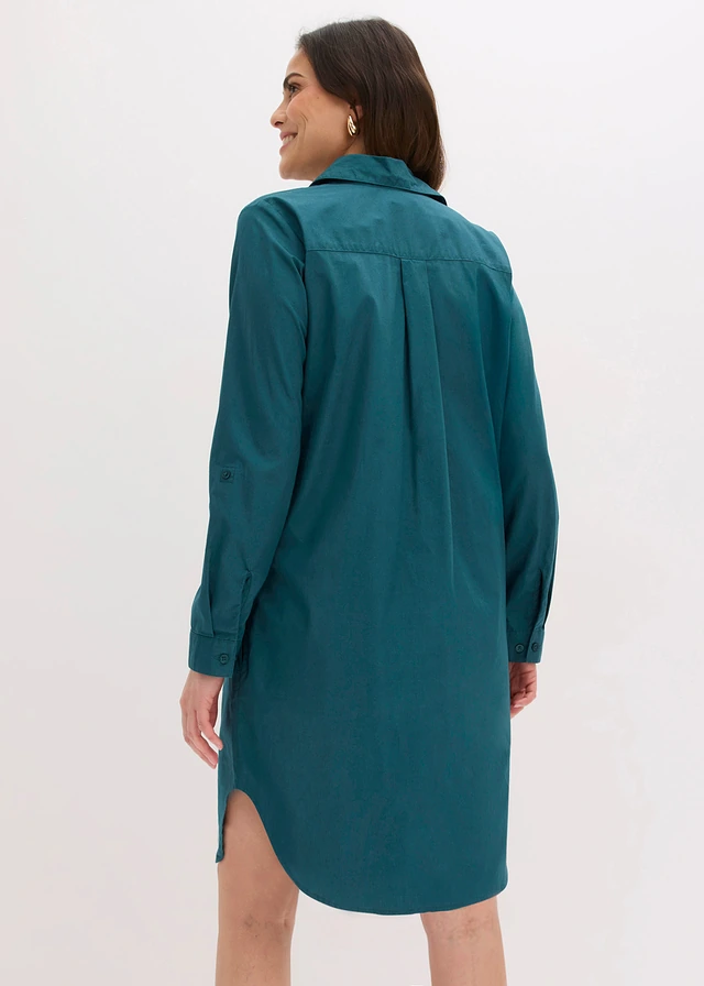 Robe-chemise en popeline de coton, Couleur: vert poivre