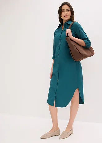 Robe-chemise en popeline de coton • vert poivre • Boutique bonprix